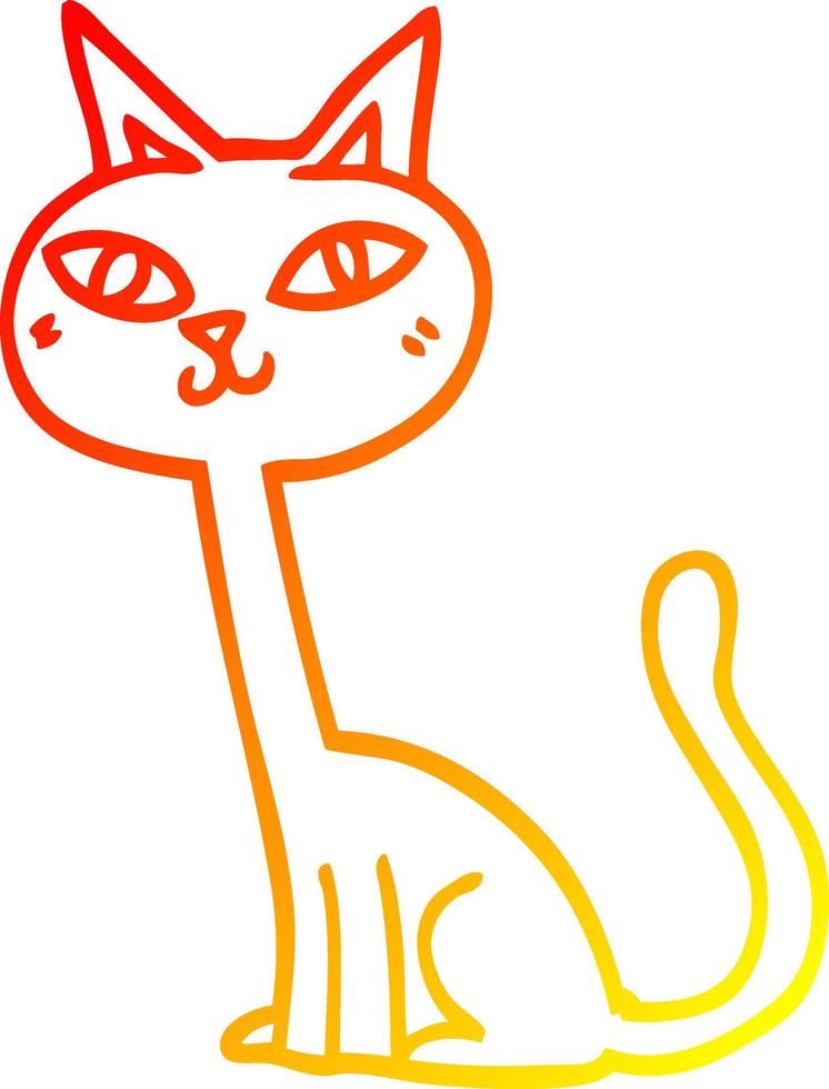gato de dibujos animados de dibujo de línea de gradiente cálido vector