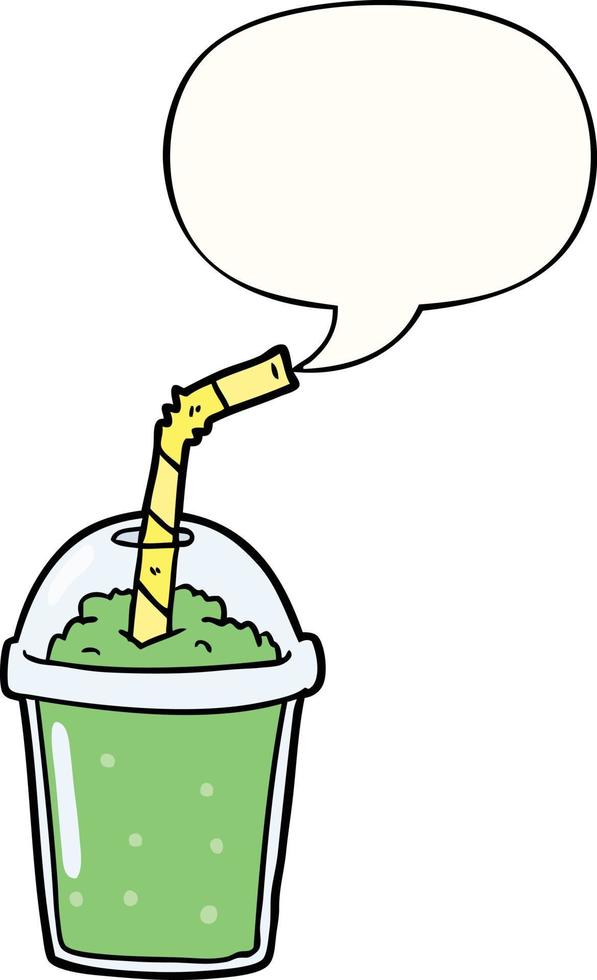 cartoon iced smoothie and speech bubble vector