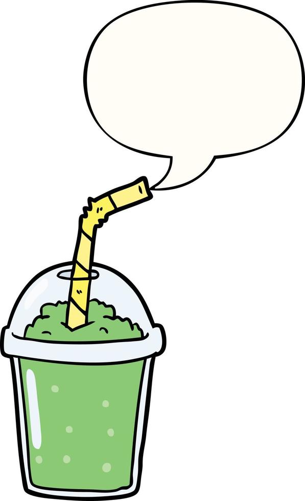 batido helado de dibujos animados y burbuja del habla vector