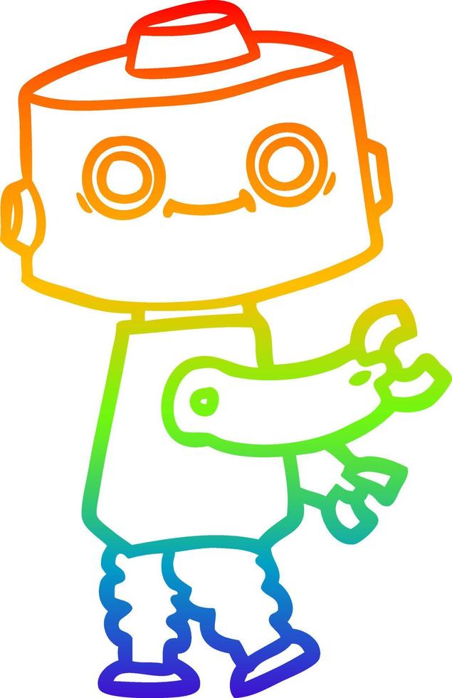 rainbow gradient line drawing cartoon robot vector