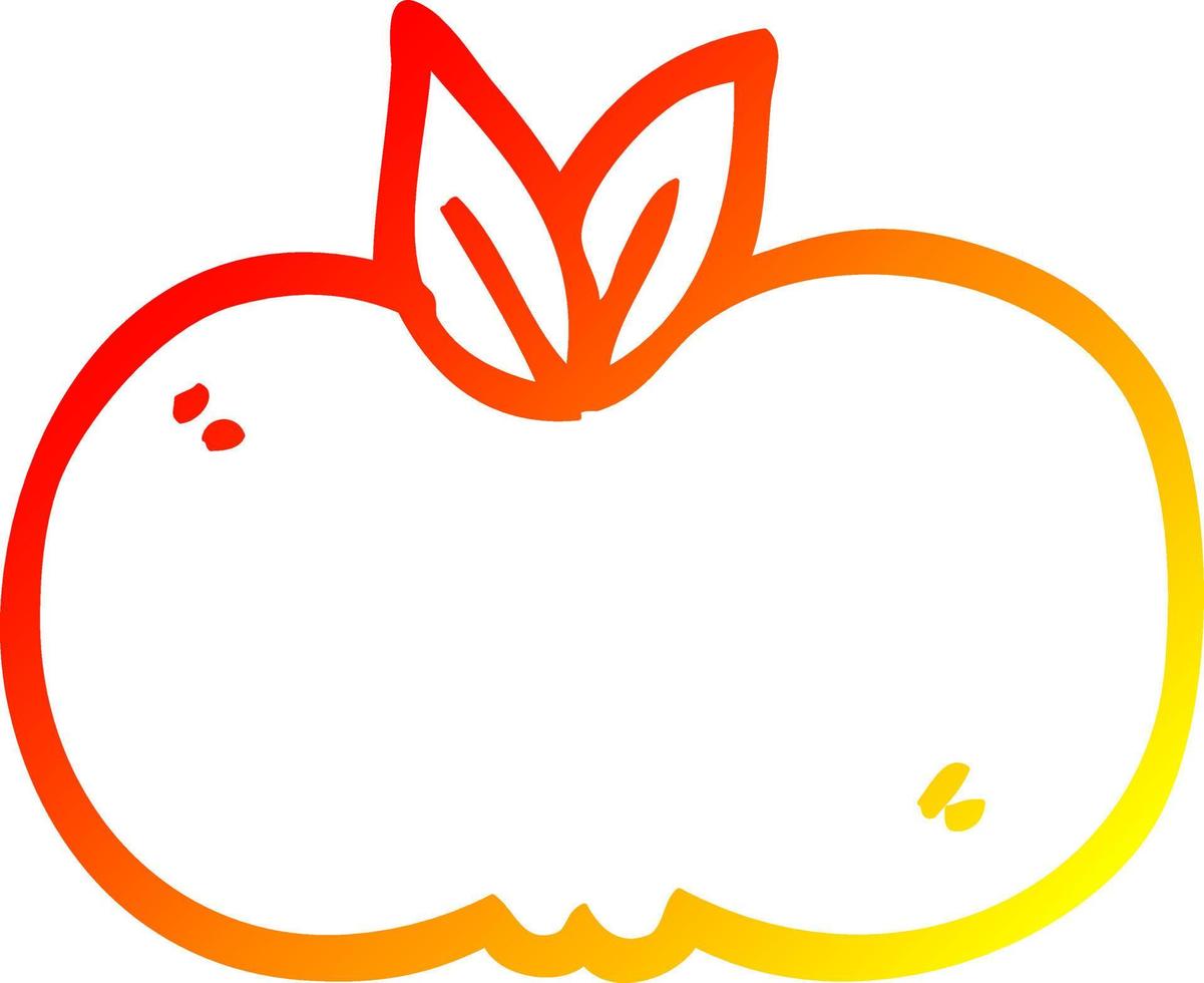 warm gradient line drawing cartoon apple vector