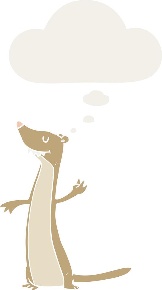 cartoon weasel and thought bubble in retro style vector