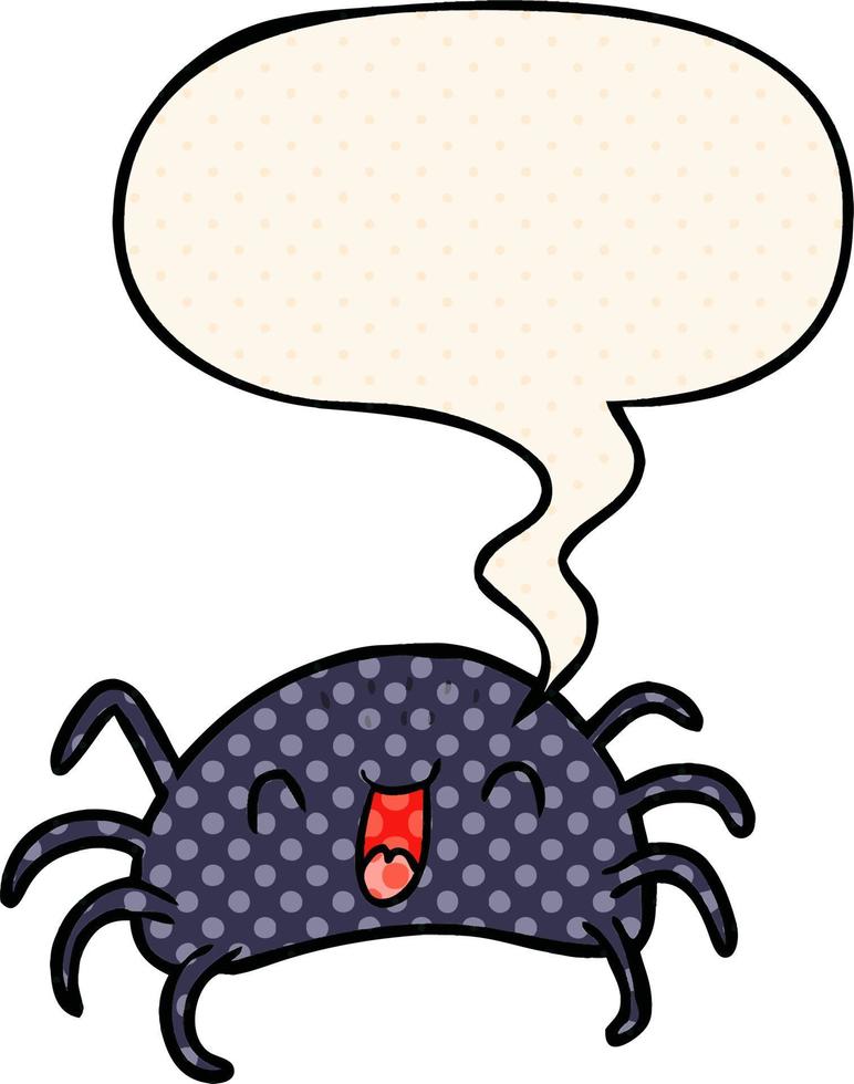 cartoon halloween spider and speech bubble in comic book style vector