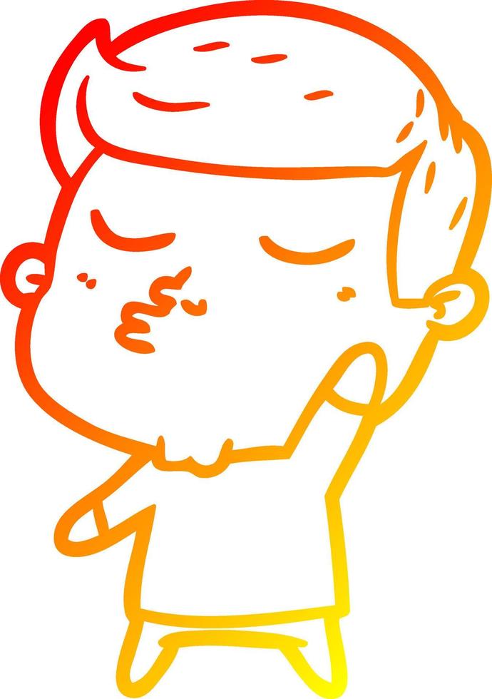 warm gradient line drawing cartoon model guy pouting vector