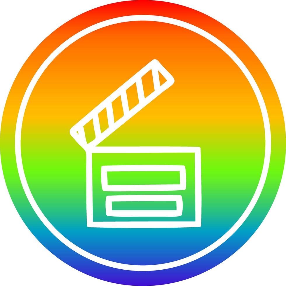 movie clapper board circular in rainbow spectrum vector