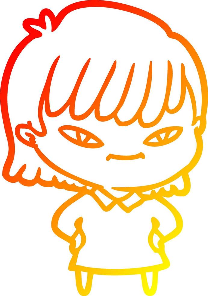 warm gradient line drawing cartoon woman vector