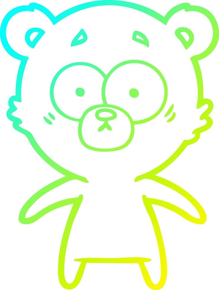 cold gradient line drawing worried bear cartoon vector