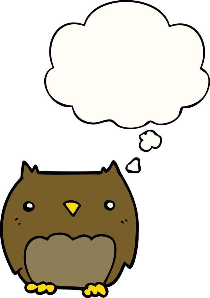 cute cartoon owl and thought bubble vector