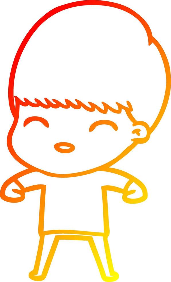 warm gradient line drawing happy cartoon boy vector