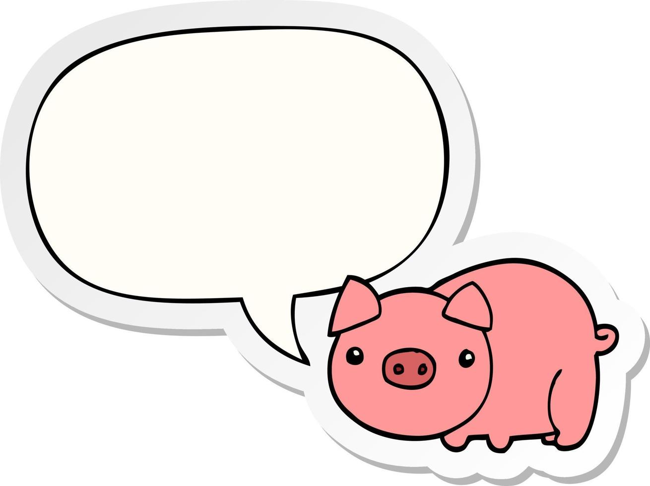 cartoon pig and speech bubble sticker vector