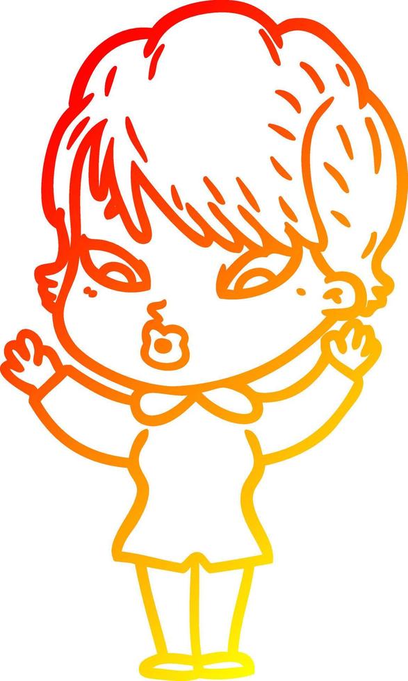 warm gradient line drawing cartoon woman vector