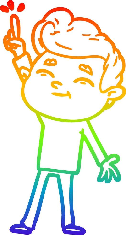 rainbow gradient line drawing happy cartoon man vector