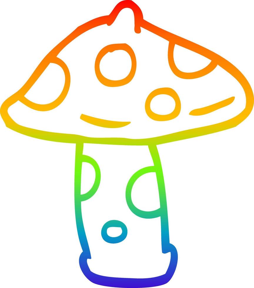 rainbow gradient line drawing cartoon mushroom vector