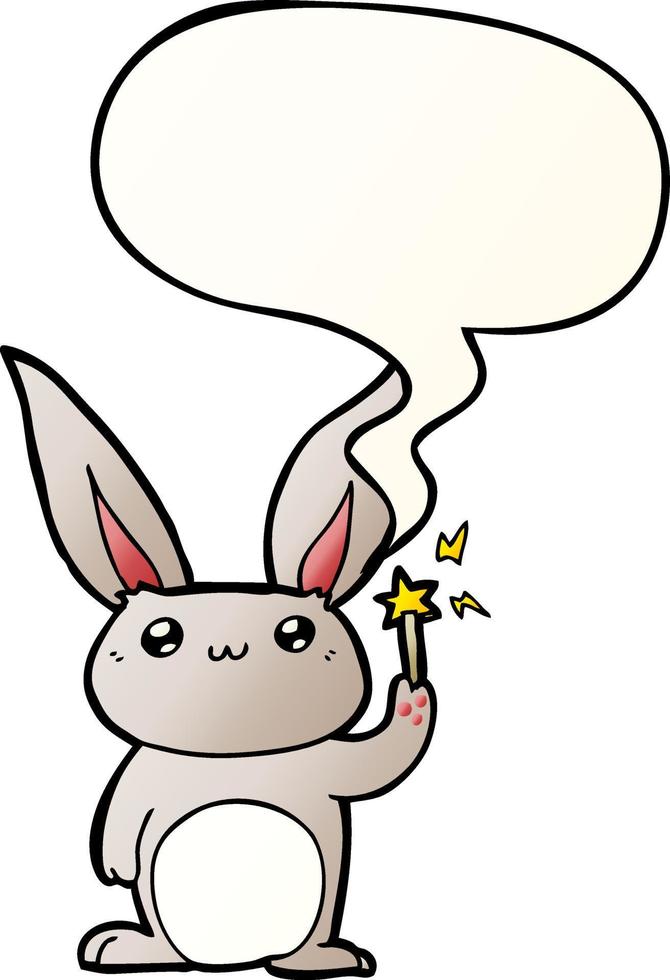 cute cartoon rabbit and speech bubble in smooth gradient style vector