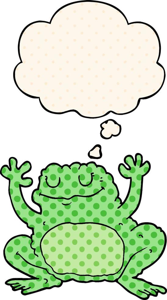 cartoon frog and thought bubble in comic book style vector