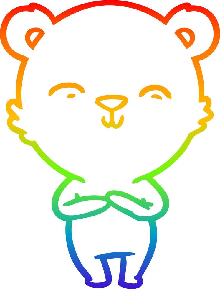 rainbow gradient line drawing happy cartoon bear vector