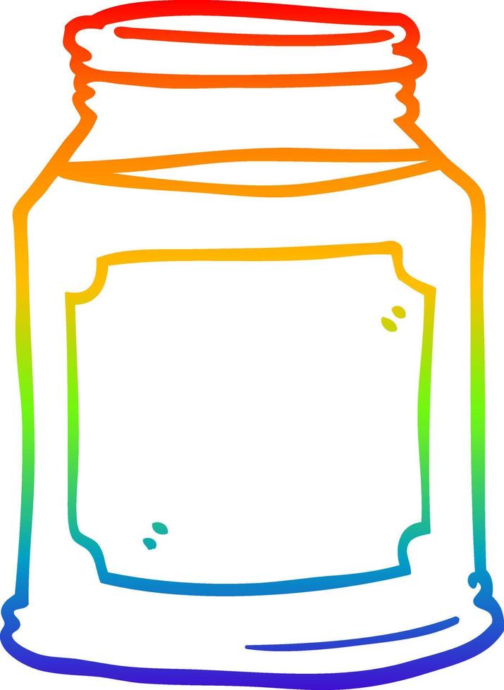 rainbow gradient line drawing cartoon candle in jar vector
