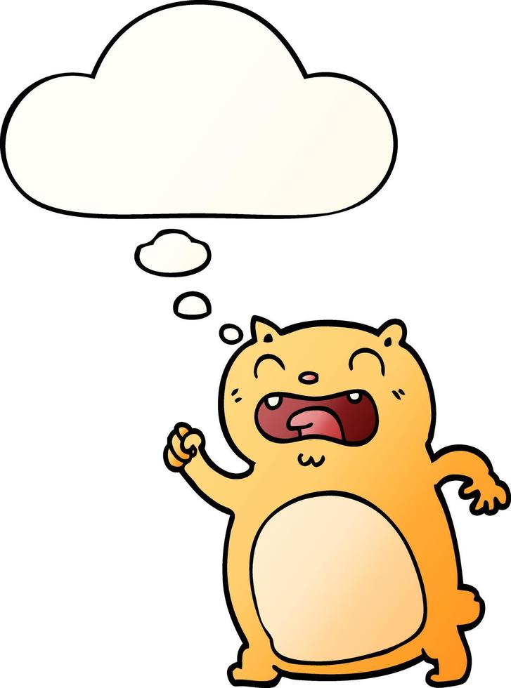 cartoon cat and thought bubble in smooth gradient style vector