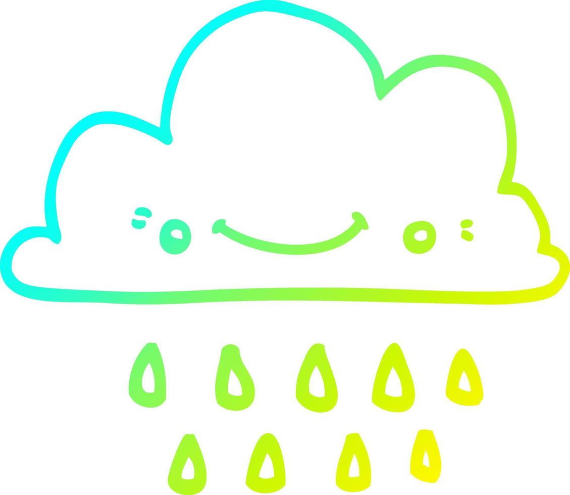 nube de tormenta de dibujos animados de dibujo de línea de gradiente frío vector