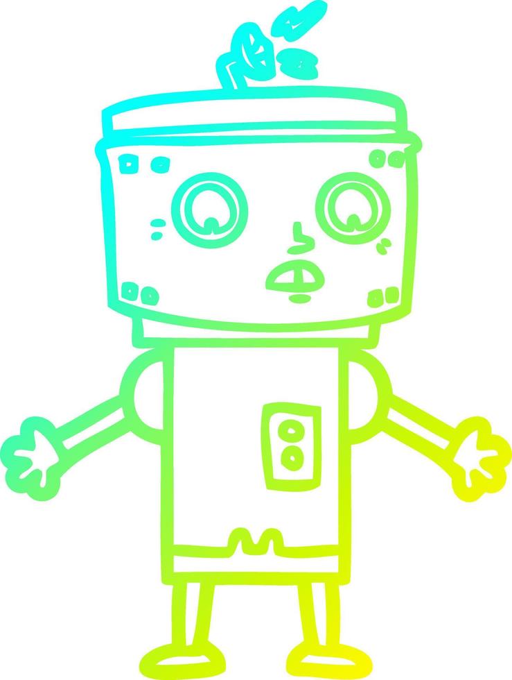 cold gradient line drawing cartoon robot vector