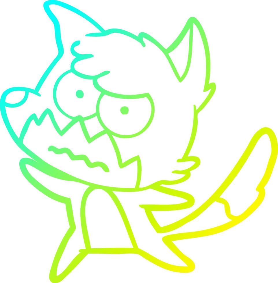 cold gradient line drawing cartoon annoyed fox vector