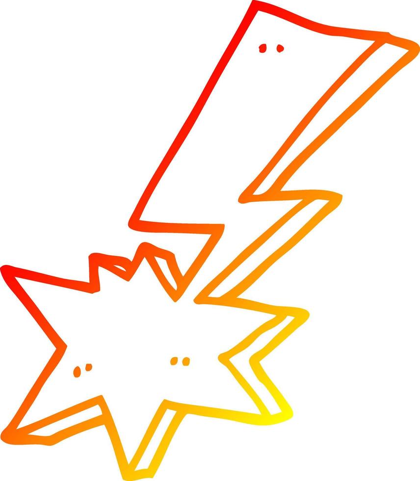 warm gradient line drawing cartoon lightning bolt vector