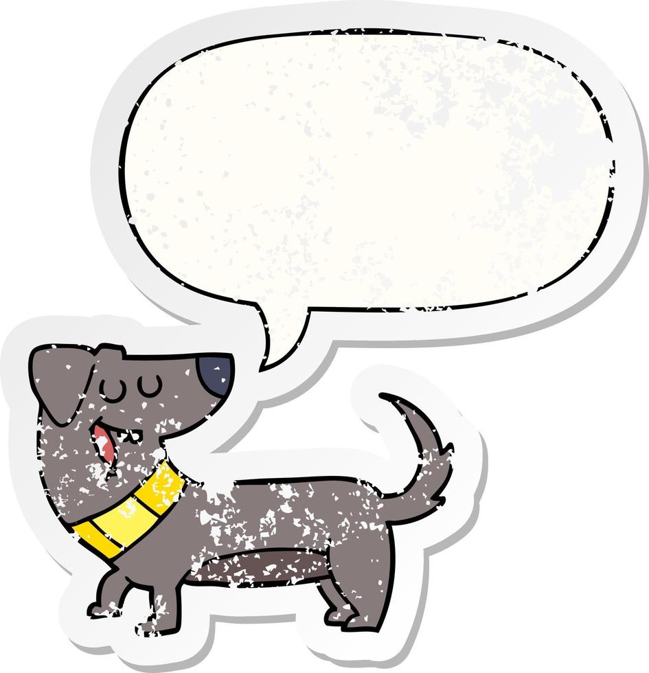 perro de dibujos animados y etiqueta engomada angustiada de la burbuja del discurso vector