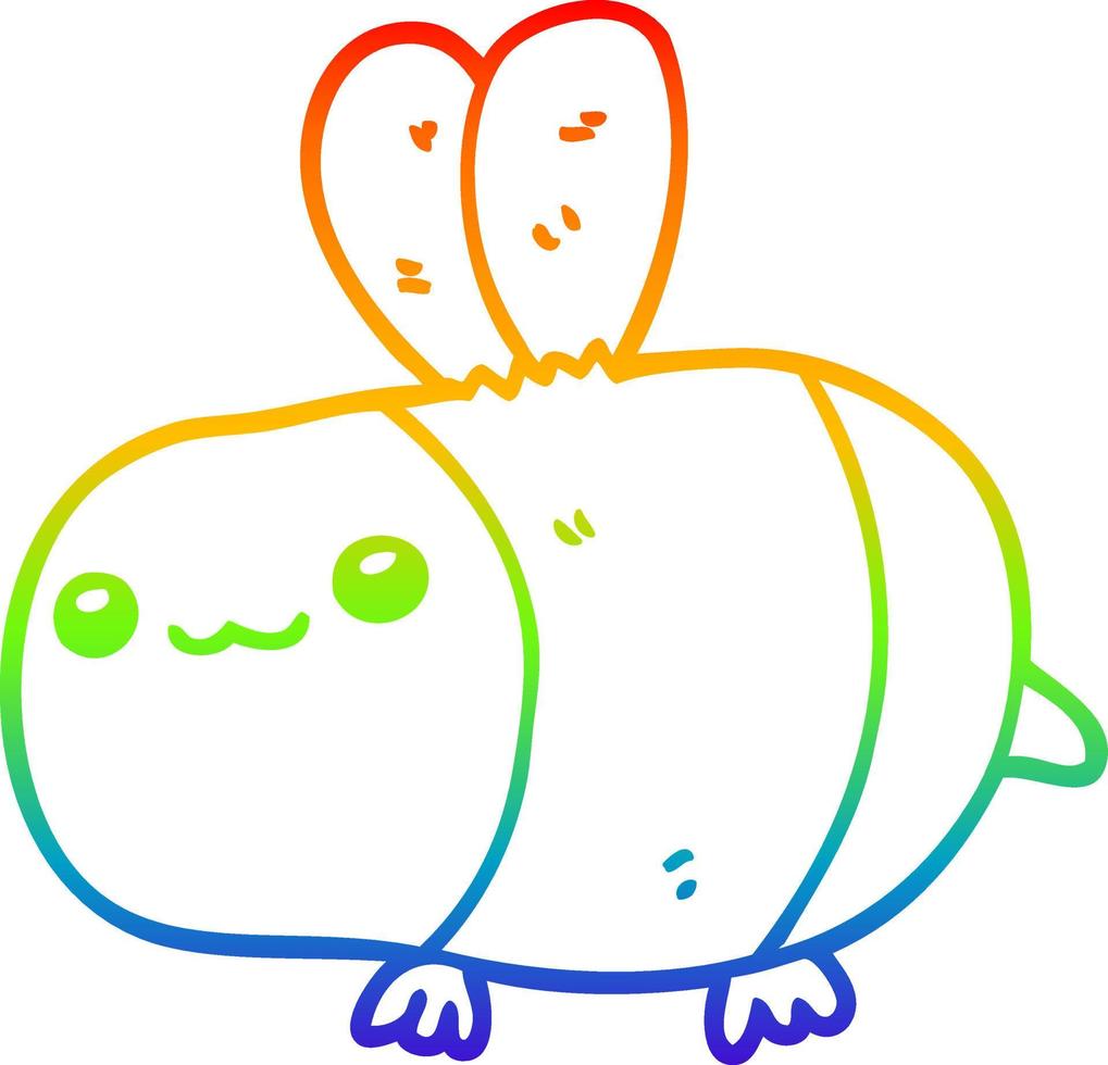 rainbow gradient line drawing cartoon bee vector