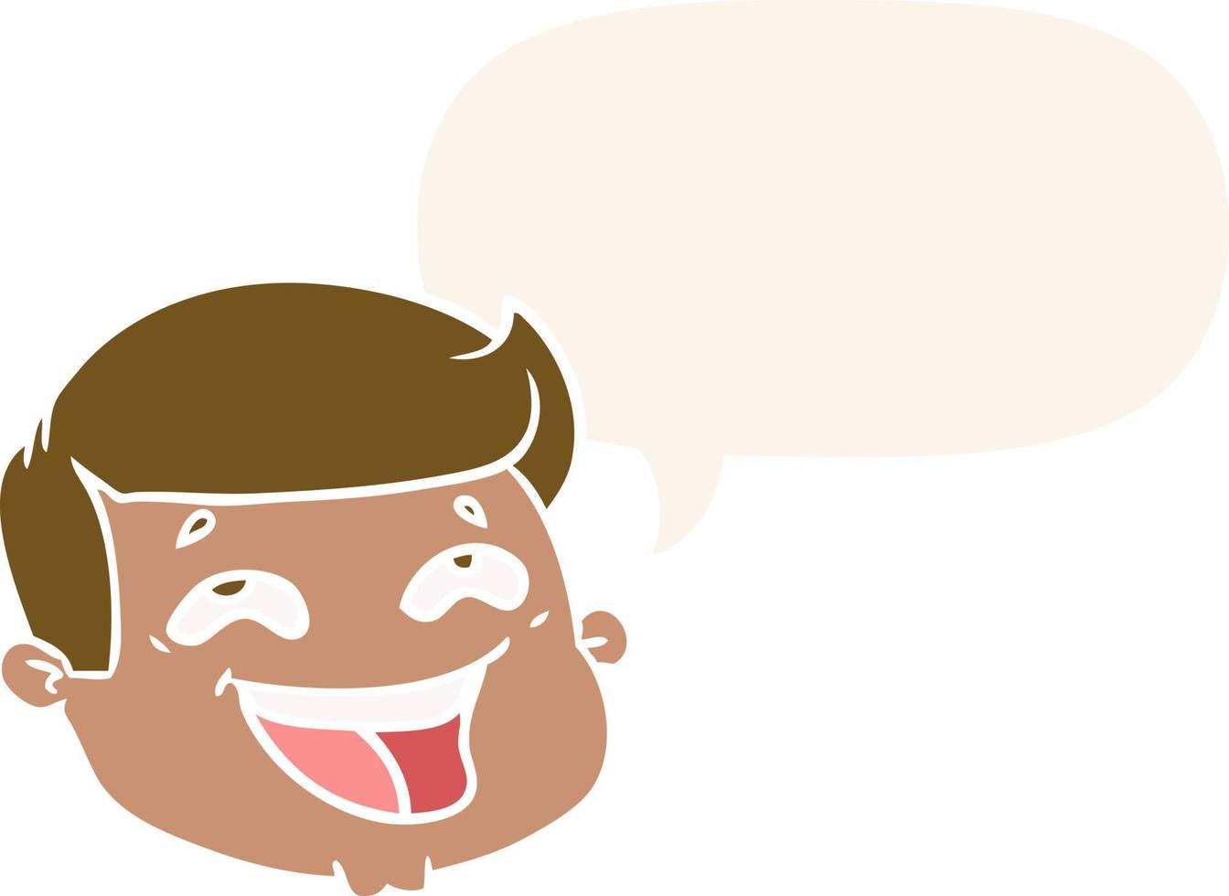 happy cartoon male face and speech bubble in retro style vector