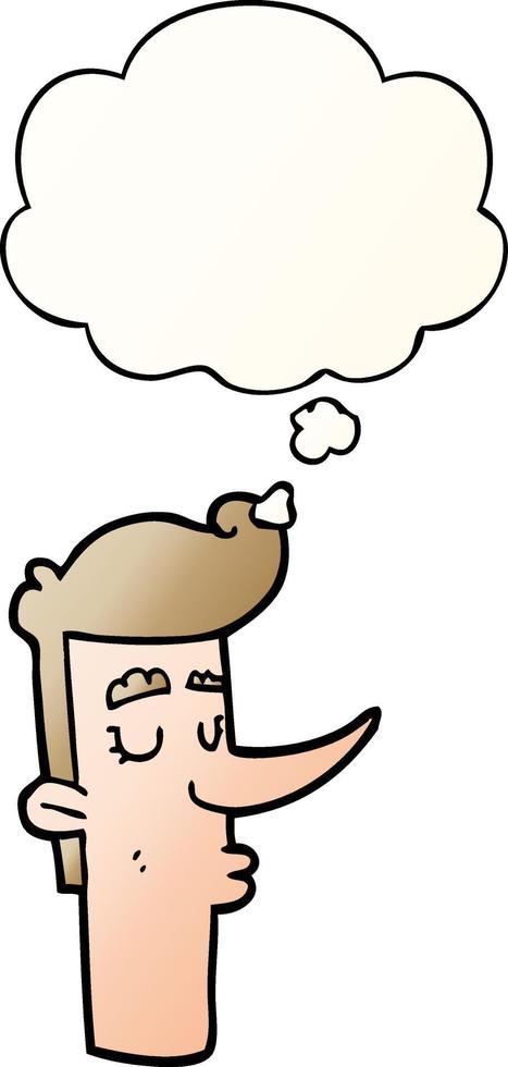 cartoon arrogant man and thought bubble in smooth gradient style vector