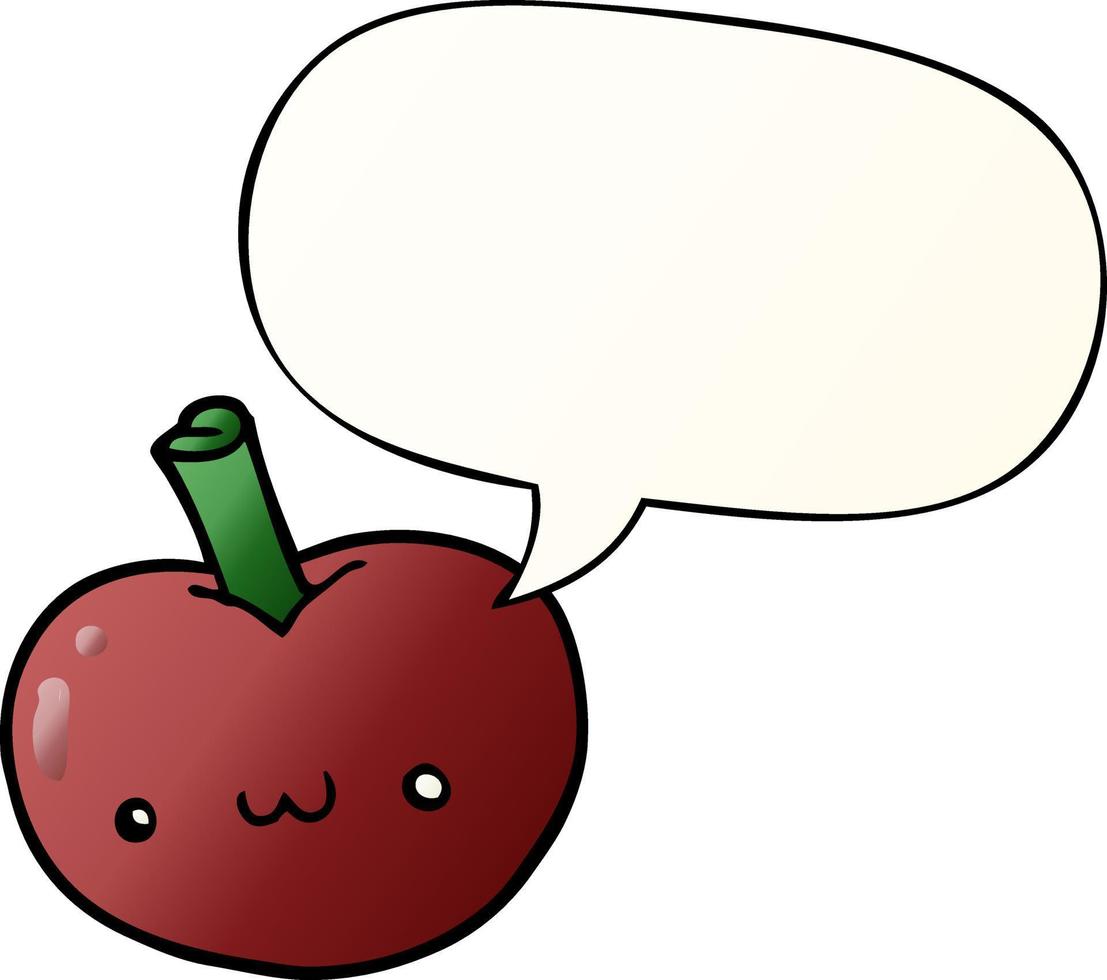 cartoon apple and speech bubble in smooth gradient style vector