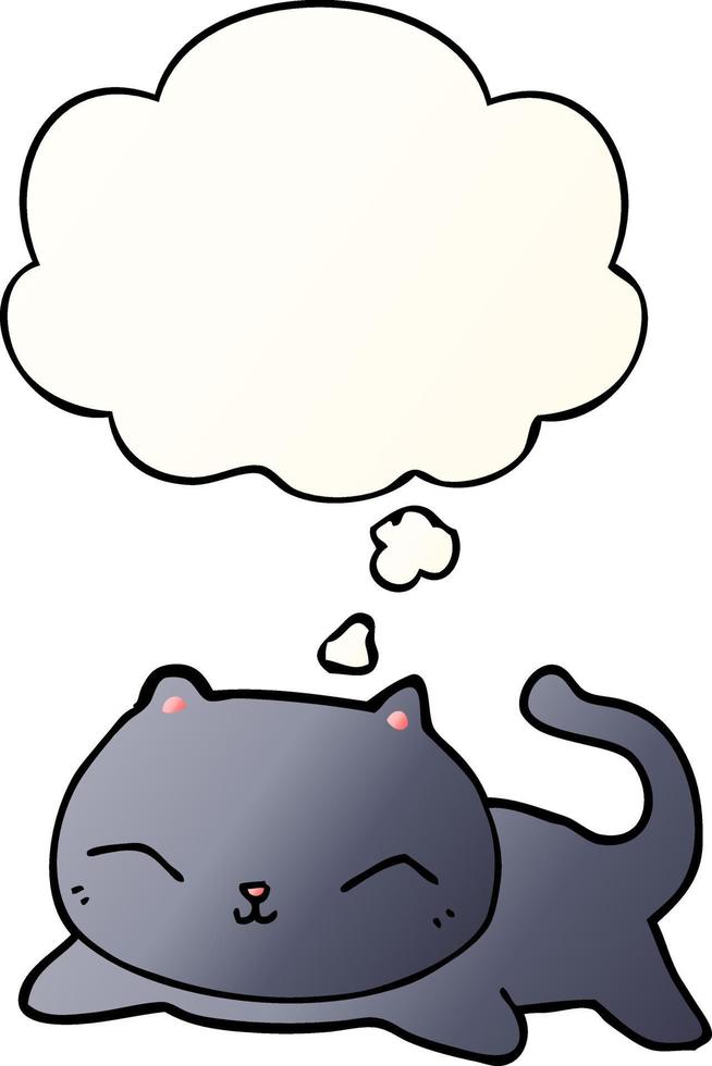cartoon cat and thought bubble in smooth gradient style vector