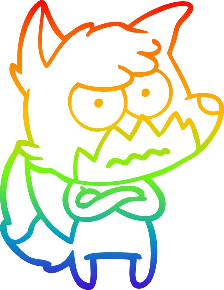 rainbow gradient line drawing cartoon annoyed fox vector