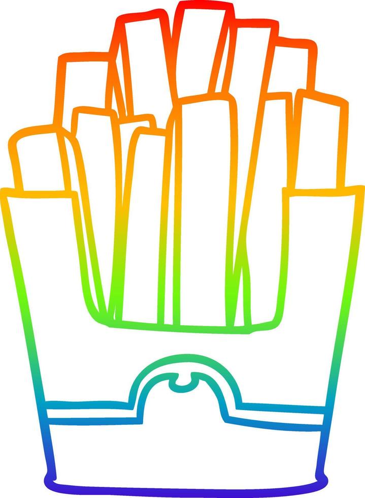 rainbow gradient line drawing junk food fries vector