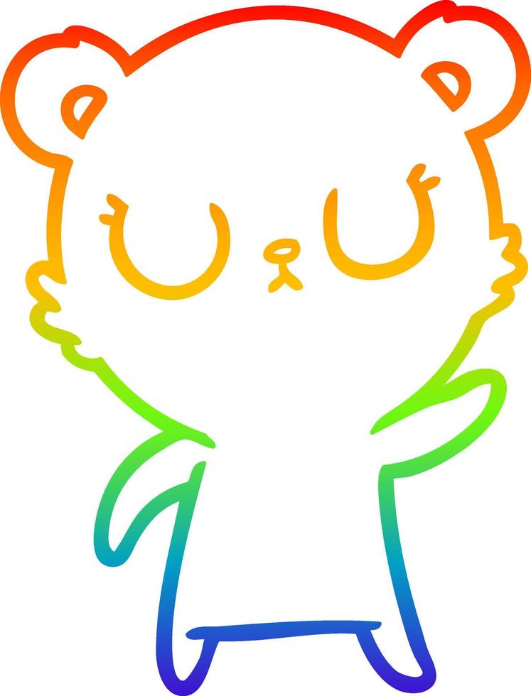rainbow gradient line drawing peaceful cartoon bear vector