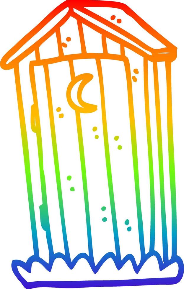 rainbow gradient line drawing cartoon old outdoor toilet vector