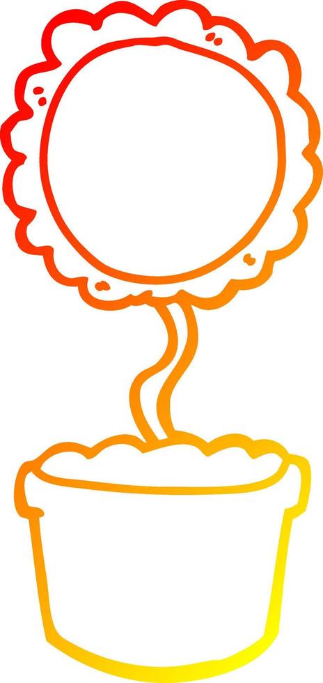 warm gradient line drawing cute cartoon flower vector