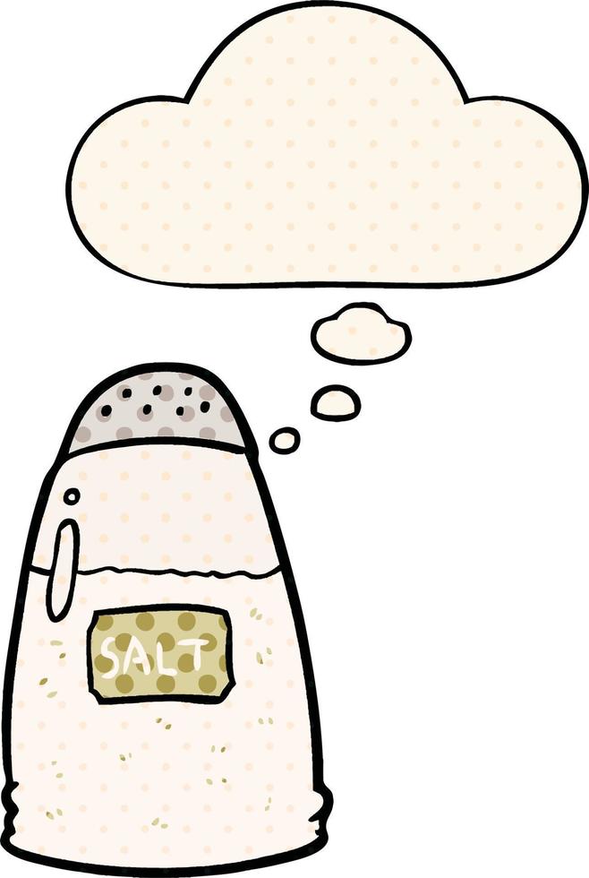 cartoon salt and thought bubble in comic book style vector