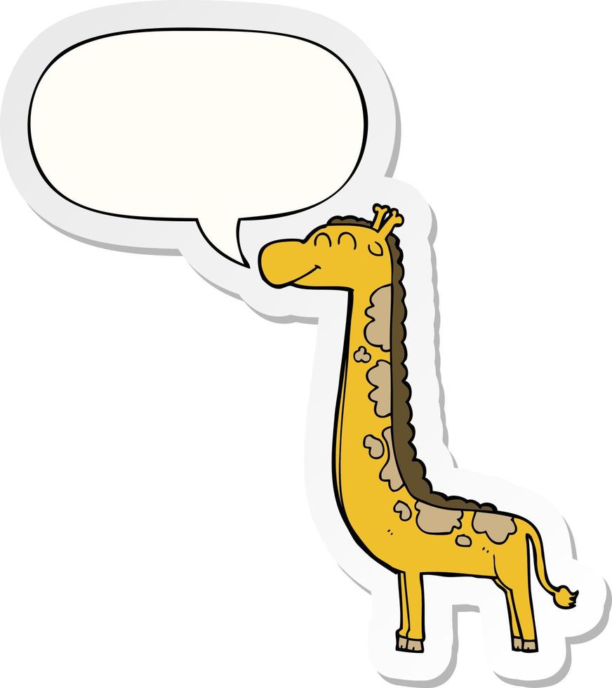 cartoon giraffe and speech bubble sticker vector