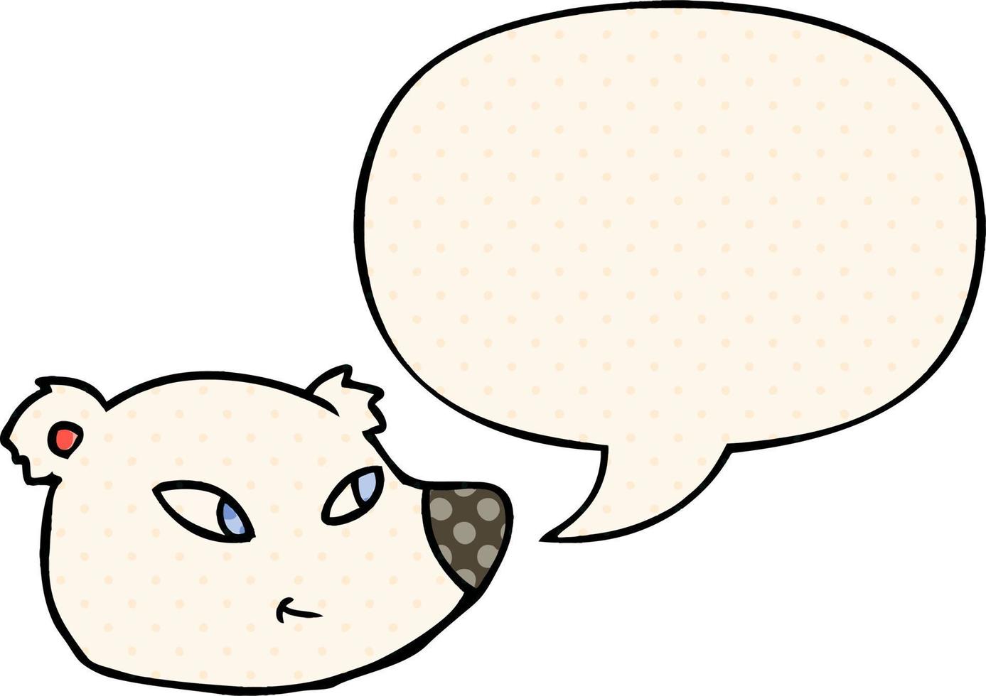 cartoon polar bear face and speech bubble in comic book style vector