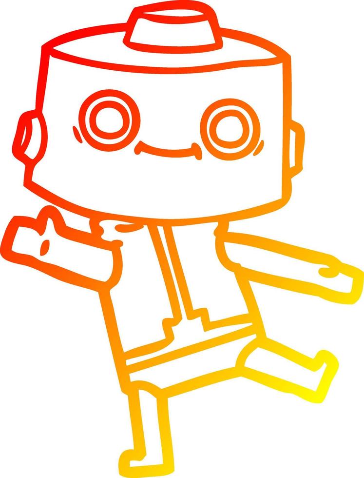 warm gradient line drawing cartoon robot vector