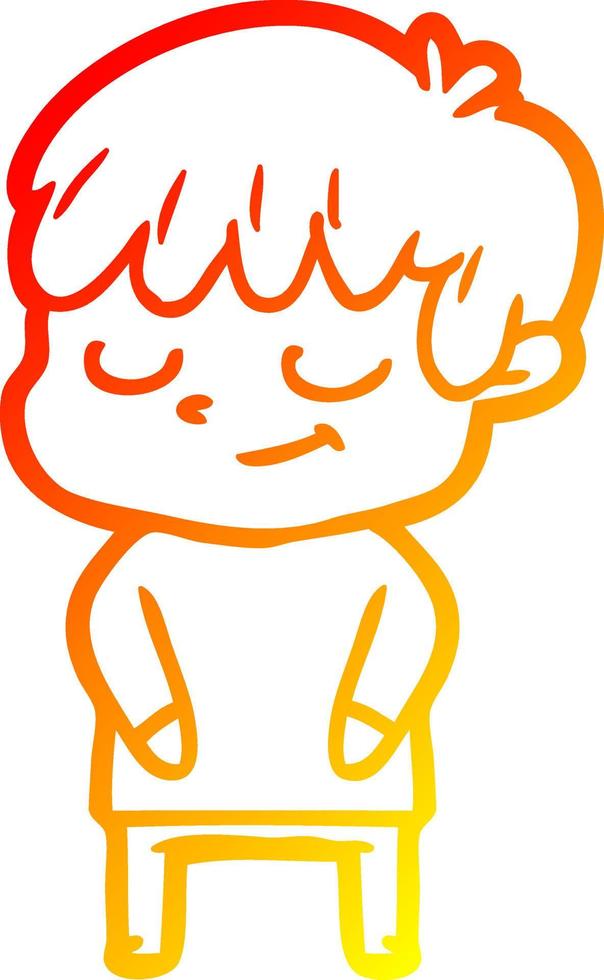 warm gradient line drawing cartoon happy boy vector