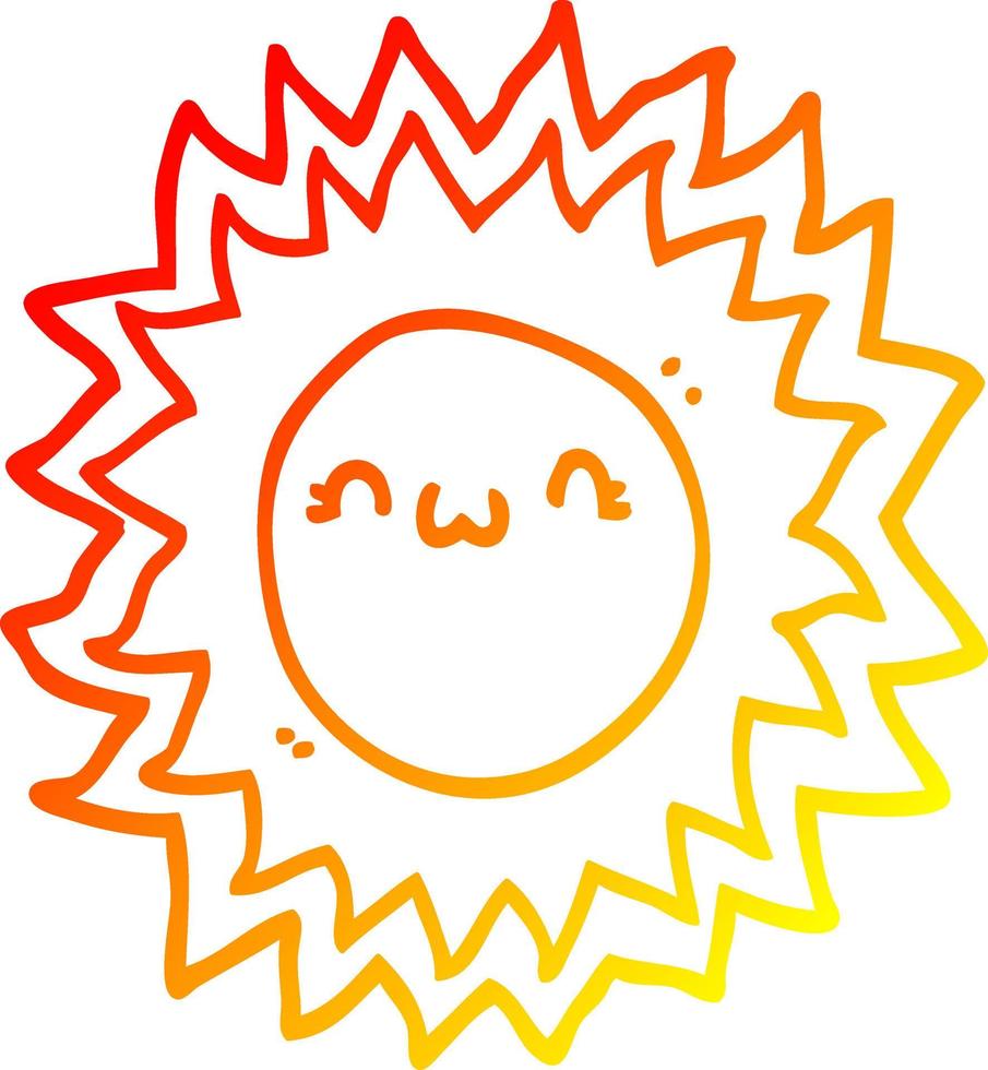 warm gradient line drawing cartoon sun vector