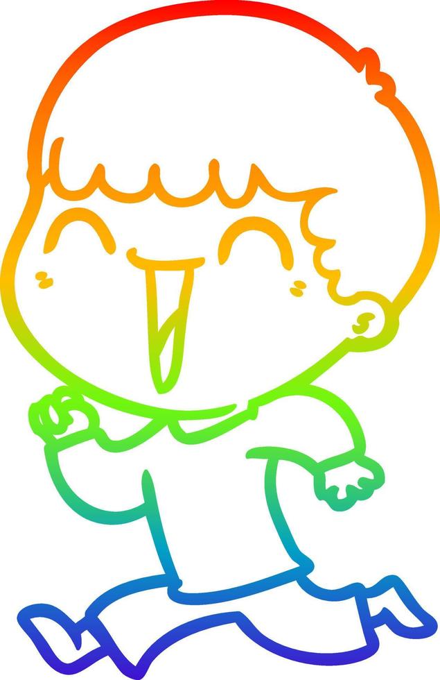 rainbow gradient line drawing cartoon happy man vector