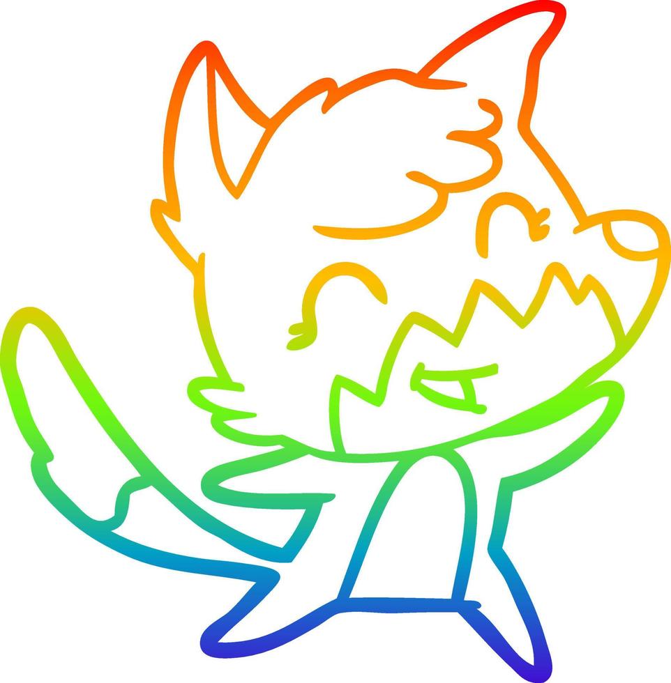 rainbow gradient line drawing happy cartoon fox vector