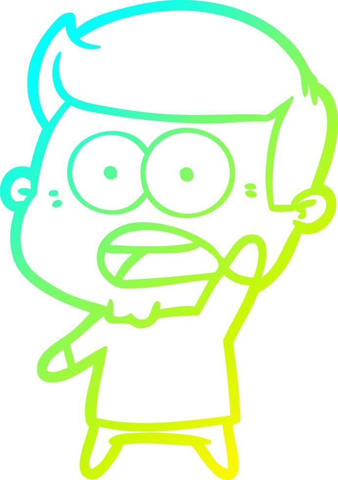 cold gradient line drawing cartoon shocked man vector
