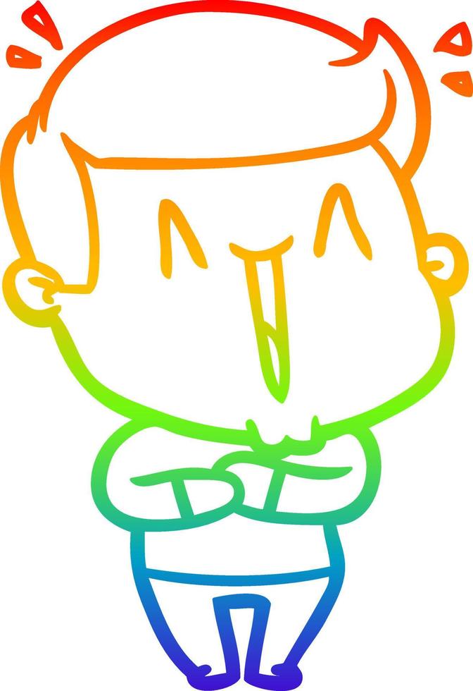 rainbow gradient line drawing cartoon excited man vector