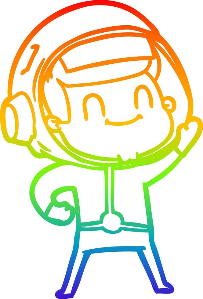 rainbow gradient line drawing happy cartoon astronaut vector