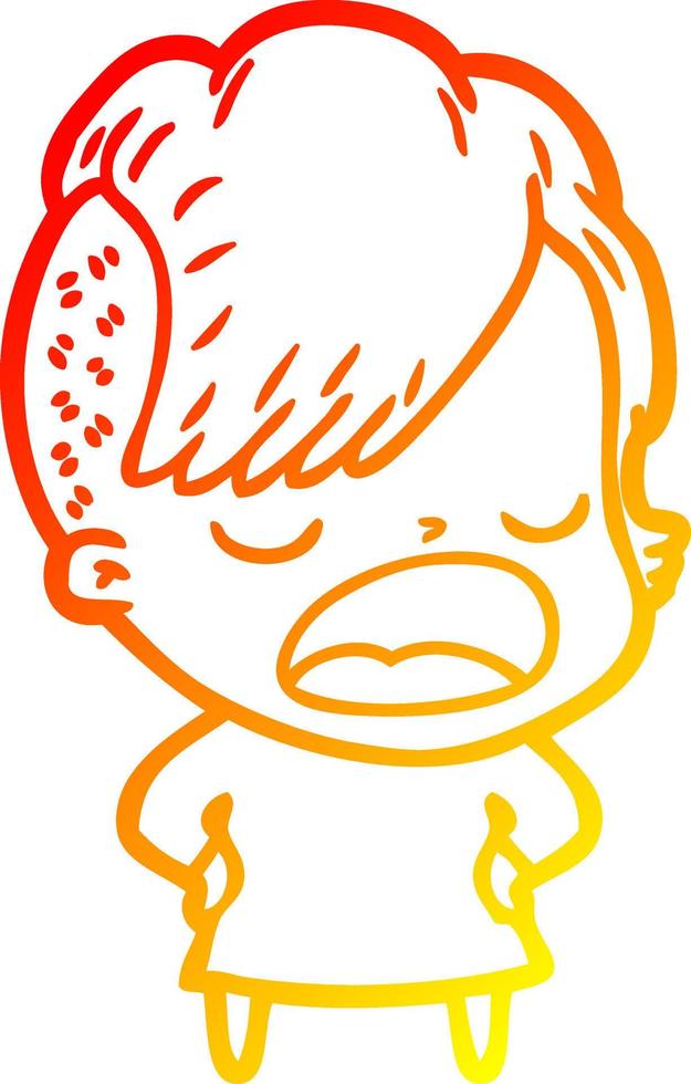 warm gradient line drawing cartoon cool hipster girl talking vector