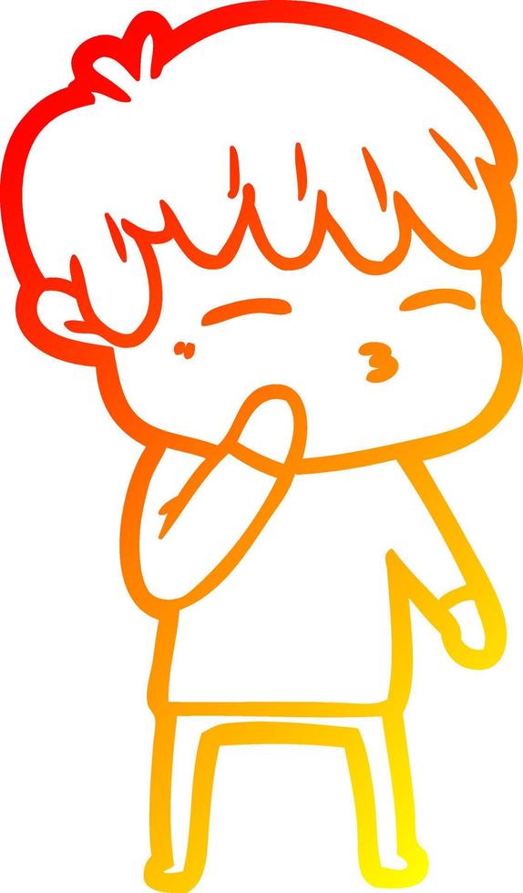 warm gradient line drawing cartoon curious boy vector